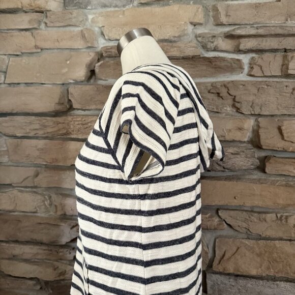 Max Studio Weekend Hoodie Dress Size M Striped Navy White Nautical Cover-up - Picture 4 of 11